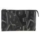 Salvatore Ferragamo Clutch Bag Leather Black Silver Auth ka3207-2