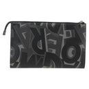Salvatore Ferragamo Clutch Bag Leather Black Silver Auth ka3207-3