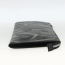 Salvatore Ferragamo Clutch Bag Leather Black Silver Auth ka3207-5