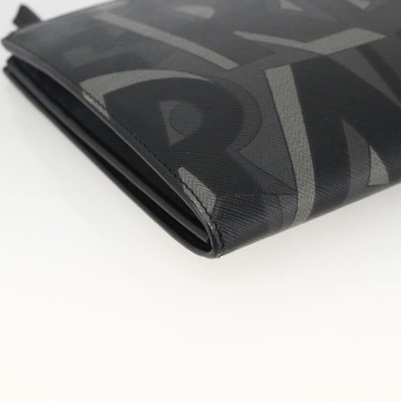 Salvatore Ferragamo Clutch Bag Leather Black Silver Auth ka3207
