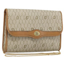 Christian Dior Honeycomb Canvas Chain Shoulder Bag PVC Beige Gold Auth ka3209-1