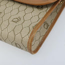 Christian Dior Honeycomb Canvas Chain Shoulder Bag PVC Beige Gold Auth ka3209-10