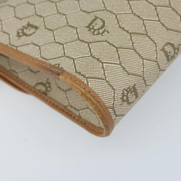 Christian Dior Honeycomb Canvas Chain Shoulder Bag PVC Beige Gold Auth ka3209