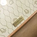 Christian Dior Honeycomb Canvas Chain Shoulder Bag PVC Beige Gold Auth ka3209-16