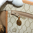 Christian Dior Honeycomb Canvas Chain Shoulder Bag PVC Beige Gold Auth ka3209-20
