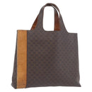 CELINE Macadam Canvas Hand Bag PVC Leather Brown Gold Auth ka3211-1
