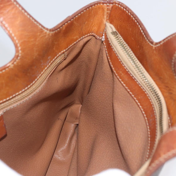 CELINE Macadam Canvas Hand Bag PVC Leather Brown Gold Auth ka3211
