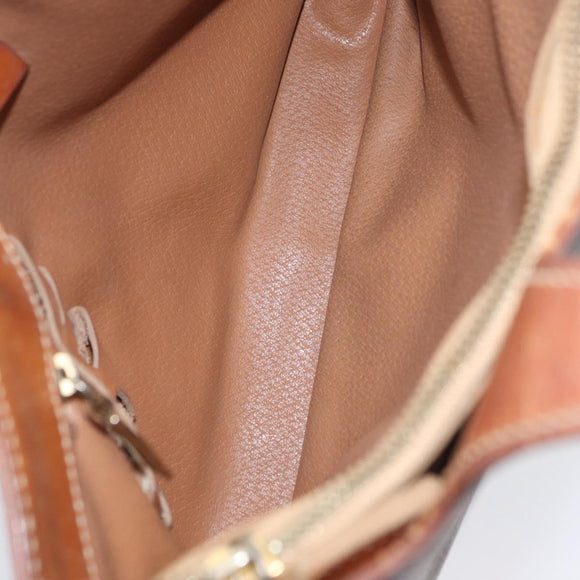 CELINE Macadam Canvas Hand Bag PVC Leather Brown Gold Auth ka3211
