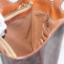 CELINE Macadam Canvas Hand Bag PVC Leather Brown Gold Auth ka3211-27