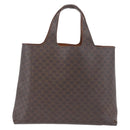 CELINE Macadam Canvas Hand Bag PVC Leather Brown Gold Auth ka3211-2