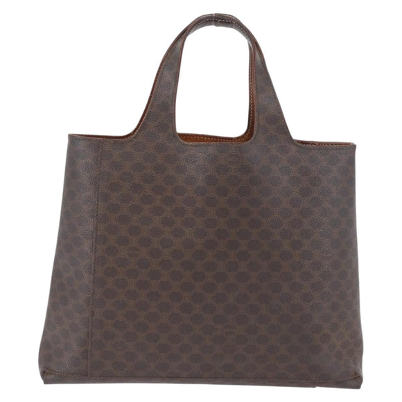 CELINE Macadam Canvas Hand Bag PVC Leather Brown Gold Auth ka3211