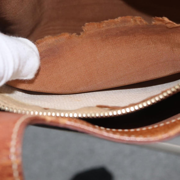 CELINE Macadam Canvas Hand Bag PVC Leather Brown Gold Auth ka3211