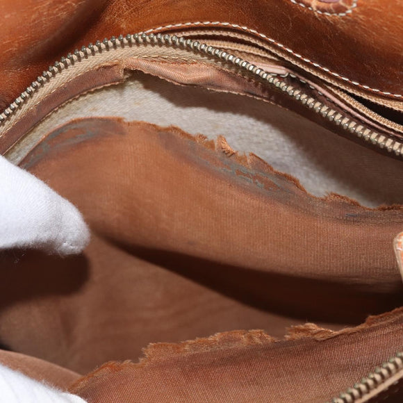 CELINE Macadam Canvas Hand Bag PVC Leather Brown Gold Auth ka3211