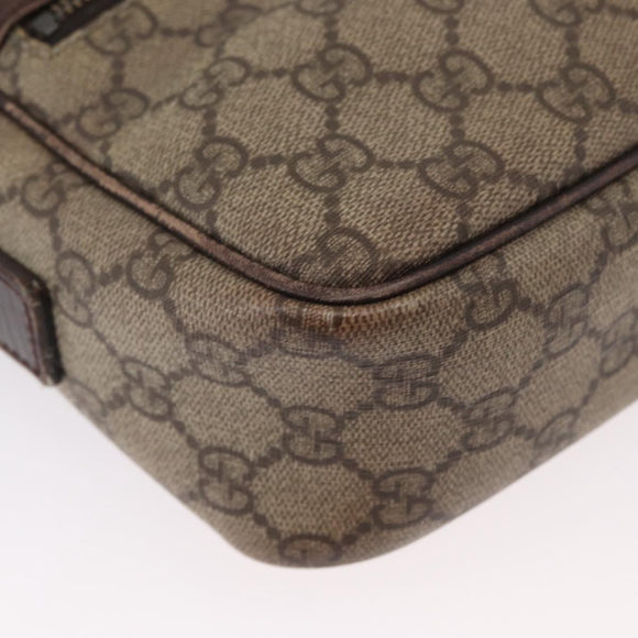 GUCCI GG Supreme Shoulder Bag PVC Beige Silver 114291 Auth ka3217