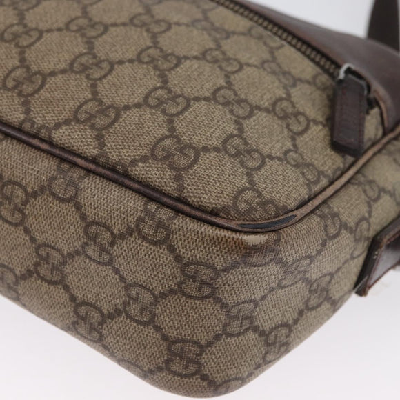 GUCCI GG Supreme Shoulder Bag PVC Beige Silver 114291 Auth ka3217