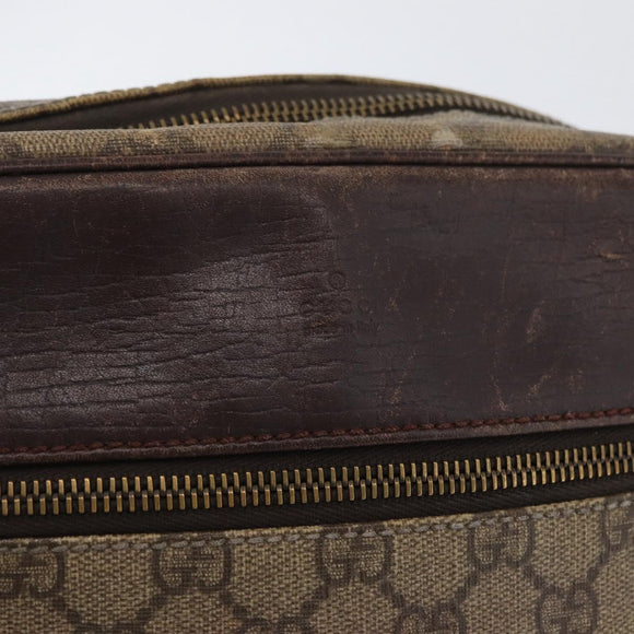 GUCCI GG Supreme Shoulder Bag PVC Beige Silver 114291 Auth ka3217
