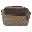 GUCCI GG Supreme Shoulder Bag PVC Beige Silver 114291 Auth ka3217-13