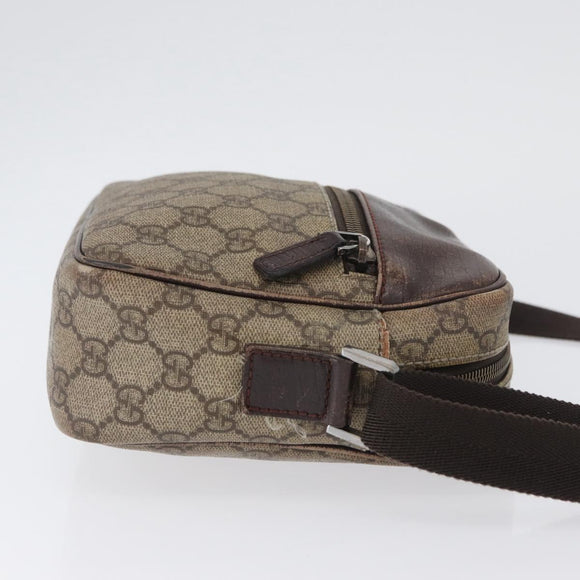 GUCCI GG Supreme Shoulder Bag PVC Beige Silver 114291 Auth ka3217