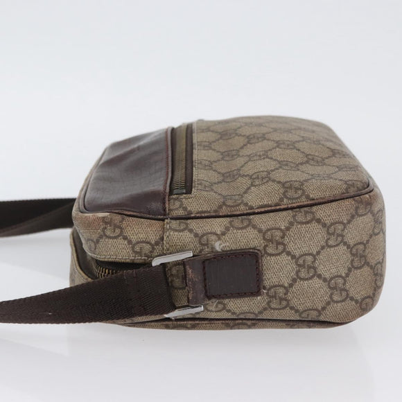 GUCCI GG Supreme Shoulder Bag PVC Beige Silver 114291 Auth ka3217