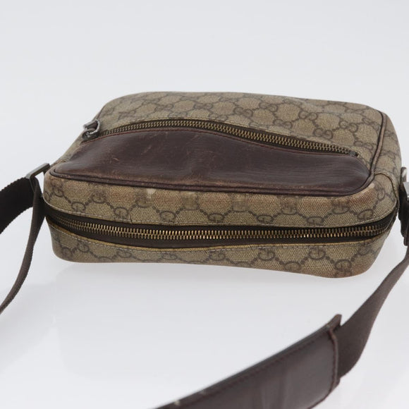 GUCCI GG Supreme Shoulder Bag PVC Beige Silver 114291 Auth ka3217