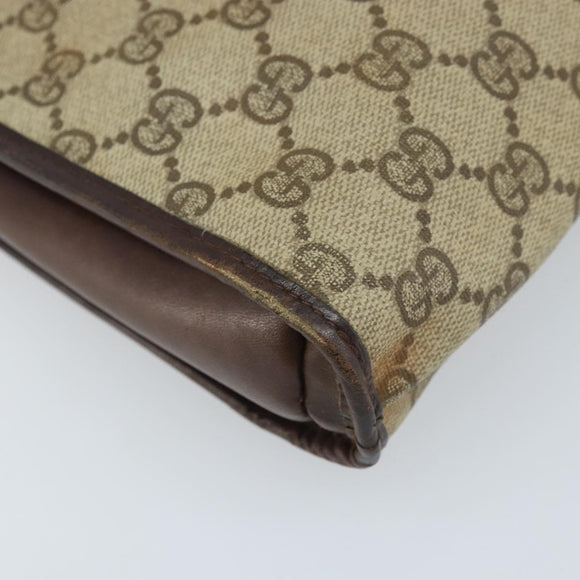 GUCCI GG Supreme Umhängetasche PVC Beige Gold Auth ka3220