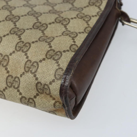 GUCCI GG Supreme Umhängetasche PVC Beige Gold Auth ka3220