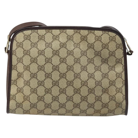 GUCCI GG Supreme Umhängetasche PVC Beige Gold Auth ka3220