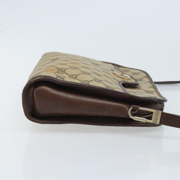 GUCCI GG Supreme Umhängetasche PVC Beige Gold Auth ka3220