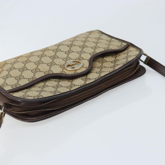 GUCCI GG Supreme Umhängetasche PVC Beige Gold Auth ka3220