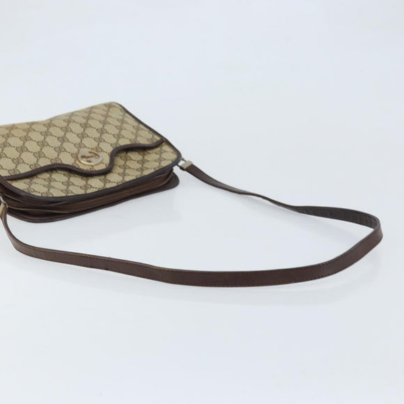 GUCCI GG Supreme Umhängetasche PVC Beige Gold Auth ka3220