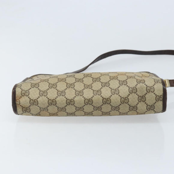 GUCCI GG Supreme Umhängetasche PVC Beige Gold Auth ka3220