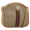 GUCCI Micro GG Supreme Web Sherry Line Shoulder Bag PVC Beige Gold Auth ka3222-1
