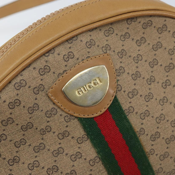 GUCCI Micro GG Supreme Web Sherry Line Shoulder Bag PVC Beige Gold Auth ka3222
