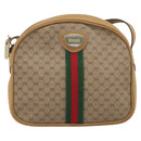 GUCCI Micro GG Supreme Web Sherry Line Shoulder Bag PVC Beige Gold Auth ka3222-13