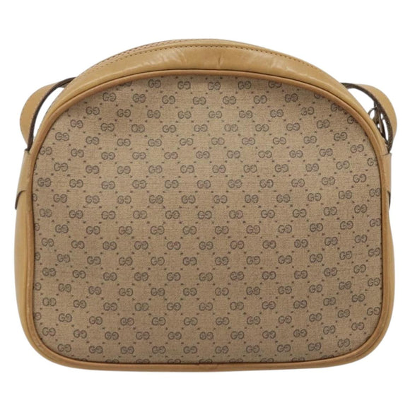 GUCCI Micro GG Supreme Web Sherry Line Shoulder Bag PVC Beige Gold Auth ka3222