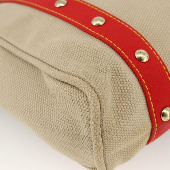 LOUIS VUITTON Antigua Cabas MM Tote Bag Canvas Beige Red M40035 LV Auth ka3234