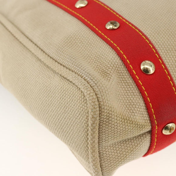 LOUIS VUITTON Antigua Cabas MM Tote Bag Canvas Beige Red M40035 LV Auth ka3234
