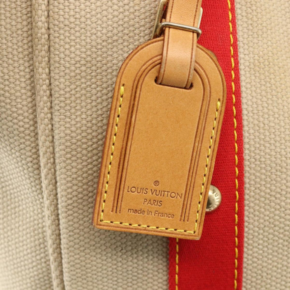 LOUIS VUITTON Antigua Cabas MM Tote Bag Canvas Beige Red M40035 LV Auth ka3234