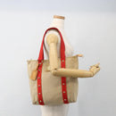 LOUIS VUITTON Antigua Cabas MM Tote Bag Canvas Beige Red M40035 LV Auth ka3234-22