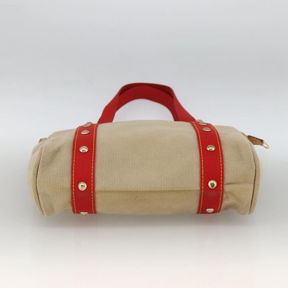 LOUIS VUITTON Antigua Cabas MM Tote Bag Canvas Beige Red M40035 LV Auth ka3234