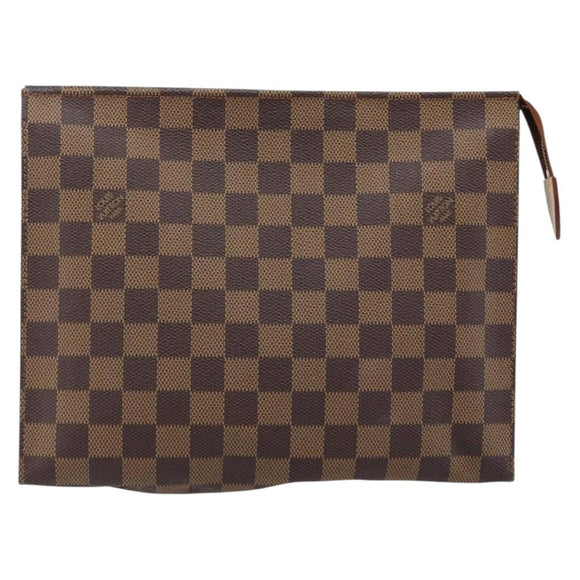 LOUIS VUITTON Damier Ebene Poche Toilette 26 Pouch N47543 LV Auth ka3237
