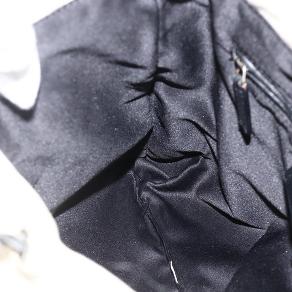 SAINT LAURENT Kahala Draagtas Canvas Wit Zilver 123435 Auth ka3245
