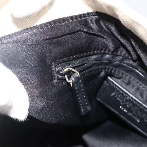 SAINT LAURENT Kahala Draagtas Canvas Wit Zilver 123435 Auth ka3245