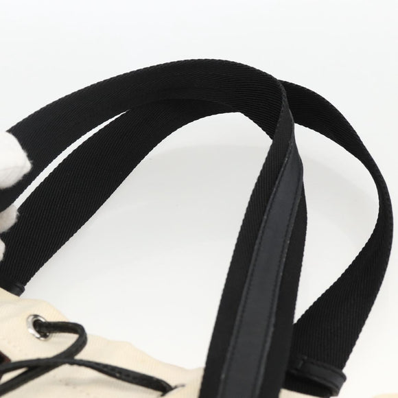 SAINT LAURENT Kahala Draagtas Canvas Wit Zilver 123435 Auth ka3245