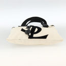 SAINT LAURENT Kahala Draagtas Canvas Wit Zilver 123435 Auth ka3245-9