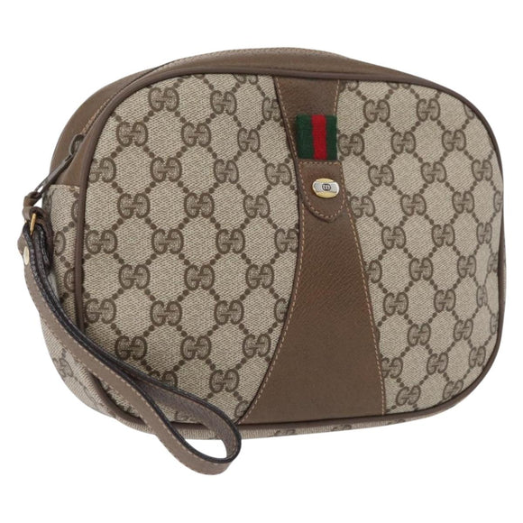 GUCCI GG Supreme Web Sherry Line Bag PVC Beige Red Green 89 01 034 Auth ka3250