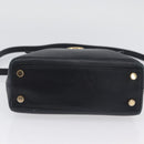Salvatore Ferragamo Gancini Hand Bag Leather 2way Navy Gold Auth ka3255-11
