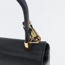 Salvatore Ferragamo Gancini Hand Bag Leather 2way Navy Gold Auth ka3255-16