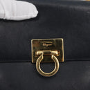 Salvatore Ferragamo Gancini Hand Bag Leather 2way Navy Gold Auth ka3255-17