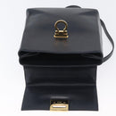 Salvatore Ferragamo Gancini Hand Bag Leather 2way Navy Gold Auth ka3255-18